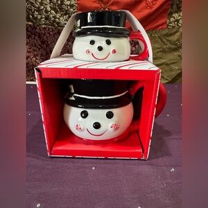 Snowman Mug Set - Black and White